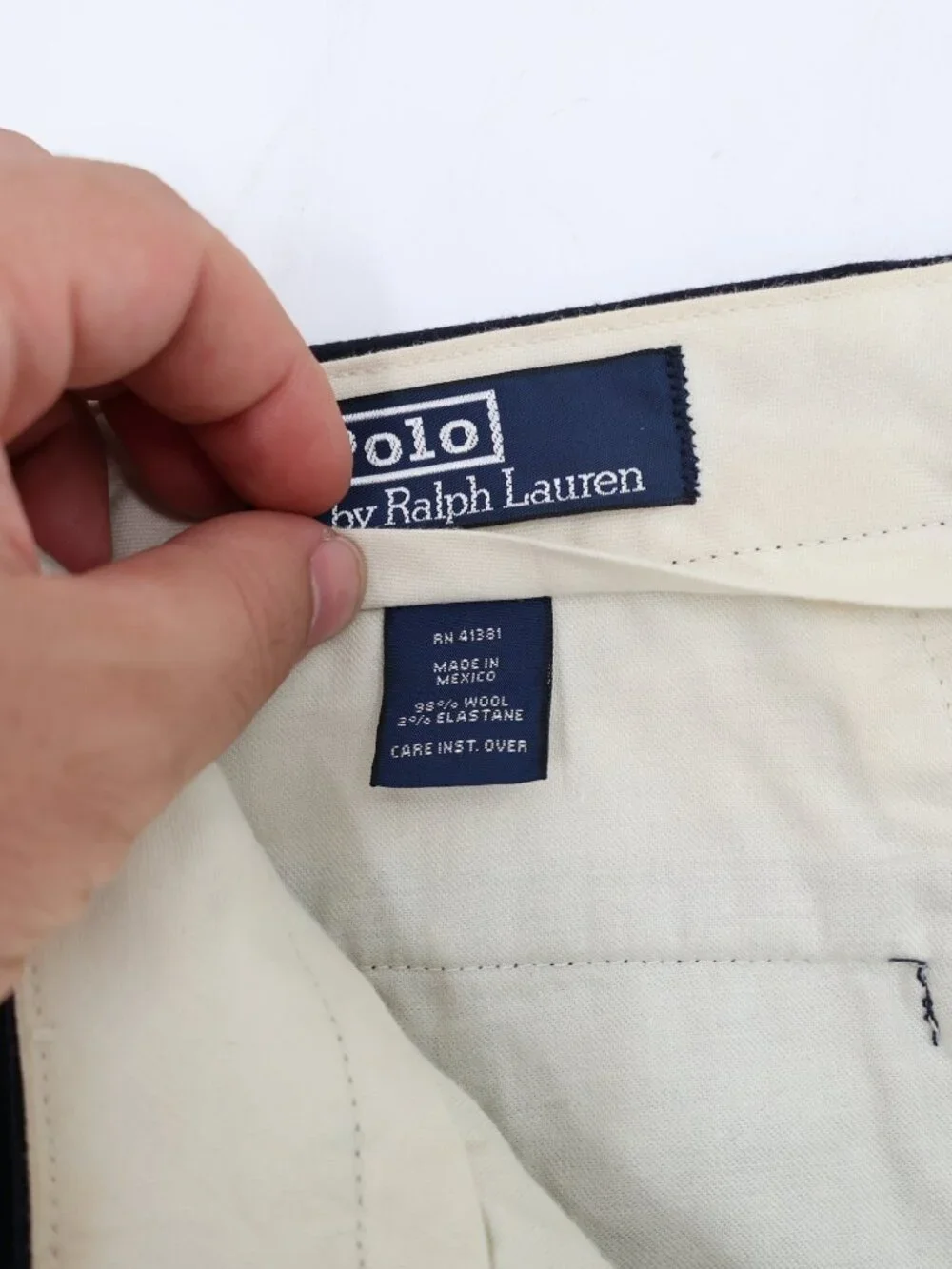 VTG Polo Ralph Lauren Dress Pant Mens 30 Straight Leg Pleated Wool Cuffed Blue